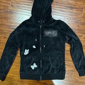 Bebe velvet black zip-up hoodie